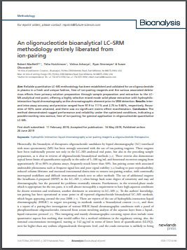 一种完全从离子配对中解放出来的寡核苷酸生物分析LC-SRM方法